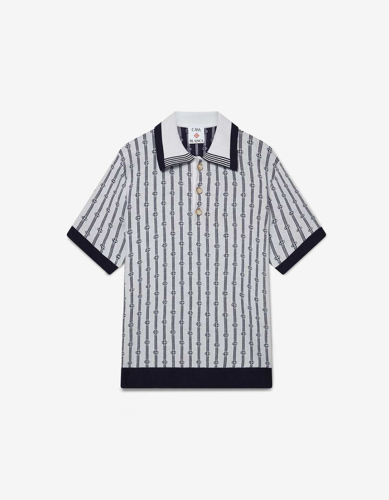 Casablanca Grey Monogram Polo Shirt MS25-KW-895-01