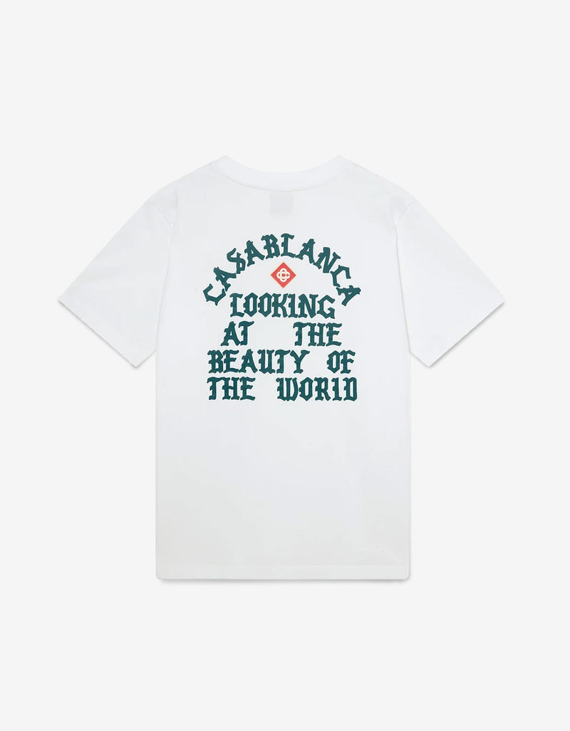 Casablanca White Beauty Of The World Print T-Shirt MS25-JTS-001-03